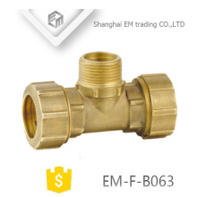 EM-F-B063 matériel de cuivre de plomberie et accessoire forgé raccord de compression de laiton de 3 manières